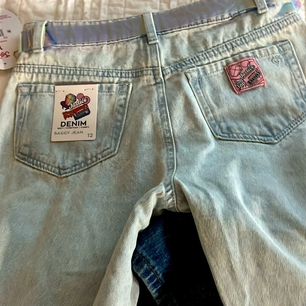 Justice Girls Ring Pop Collab Jeans, Sizes 12 With belt included